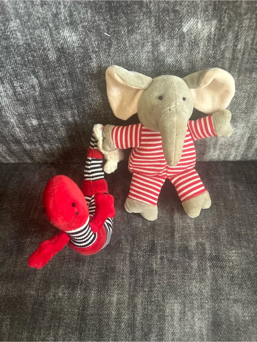 Lot of 2 Rare/HTF Jellycat Plush Toys from 1999 Worm and Elephant